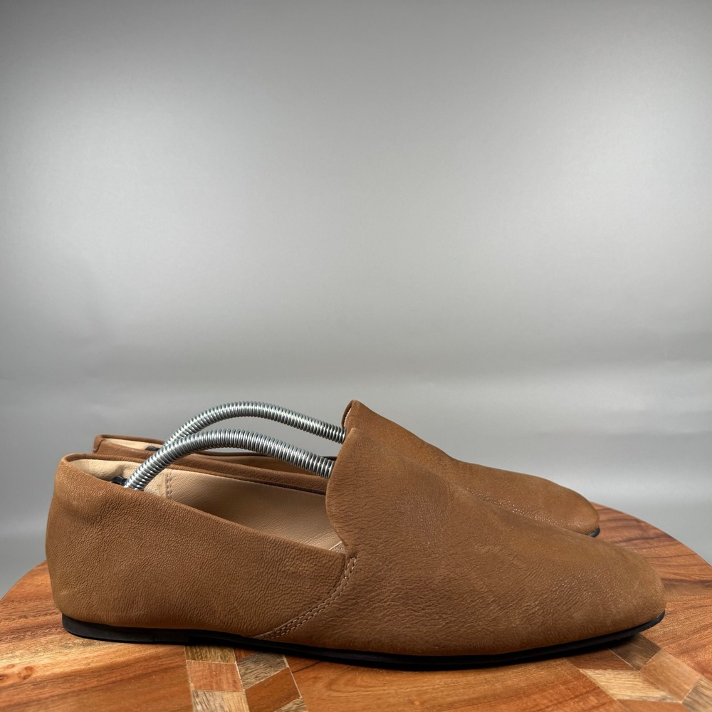 Clarks Pure Tone Tan Leather Square Toe Slip On Loafers Womens 8 261616234055